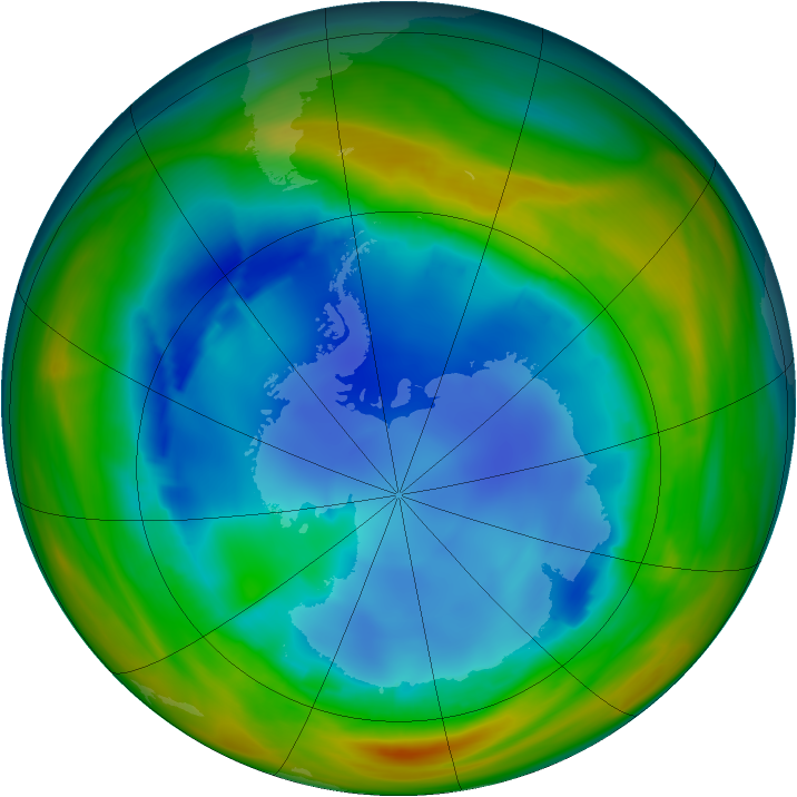 Antarctic ozone map for 06 August 2005